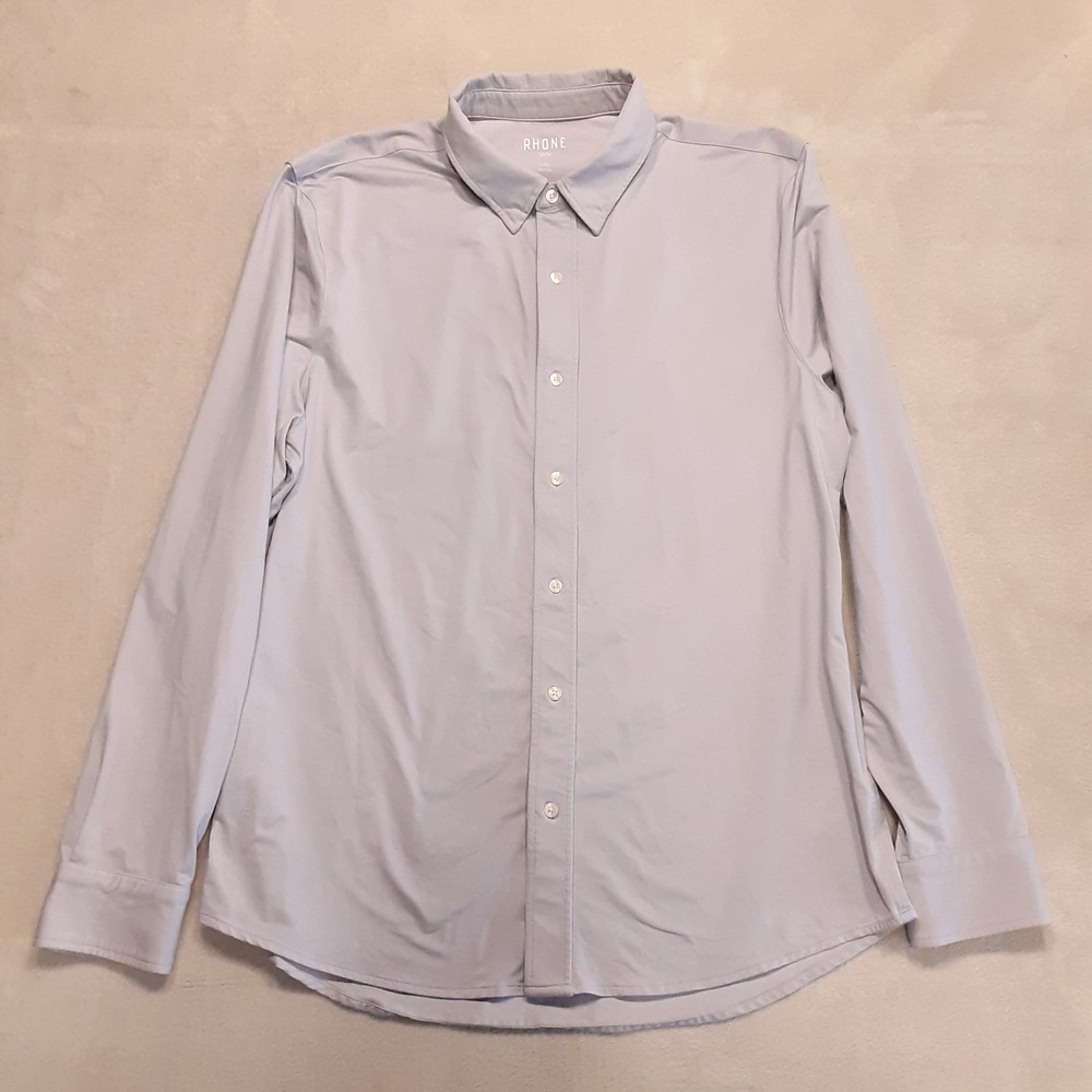 Rhone Mens Long Sleeve Commuter Button Shirt L Lavender Dusk Purple Style 101374